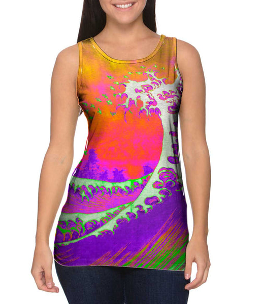 Pop Art Hokusai - "The Great Wave Orange Purple" (1830)&nbsp;Womens Tank Top
