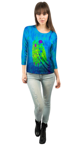 Pop Art Klimt - "The Kiss Lime" (1907)&nbsp;Womens 3/4 Sleeve