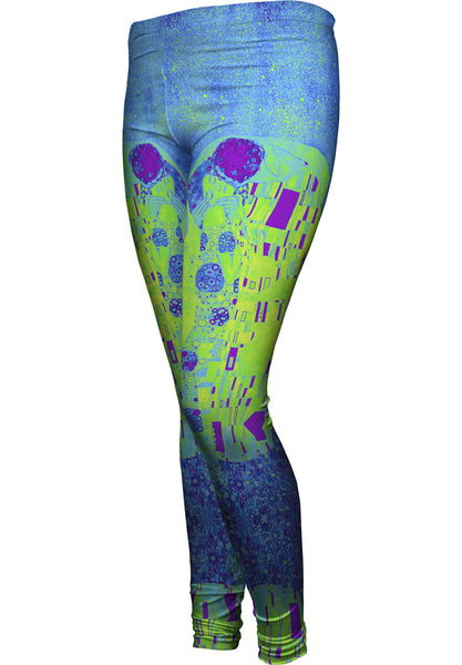 Pop Art Klimt - "The Kiss Lime" (1907) Womens Leggings