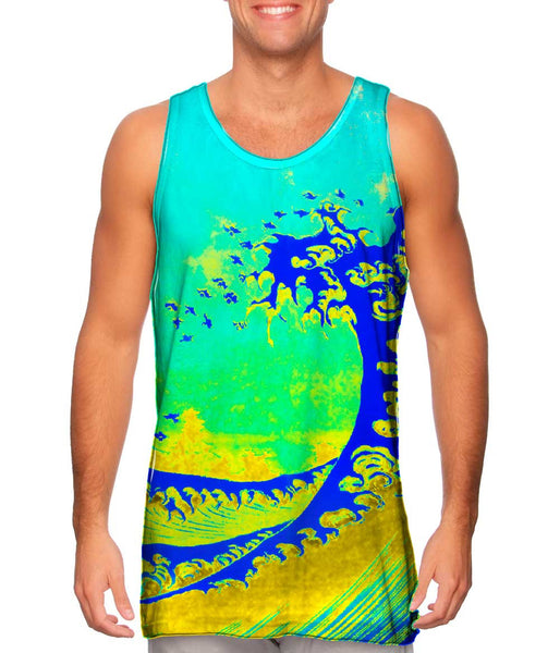 Pop Art Hokusai - "The Great Wave Blue Yellow" (1830)&nbsp;Mens Tank Top