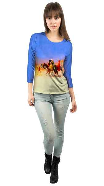 Jean-Leon Gerome - "Arabs Crossing The Desert" (1870) Womens 3/4 Sleeve
