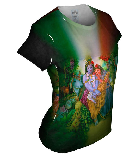 Hindu God - "Radha Krishna In The Garden"&nbsp;Womens Top
