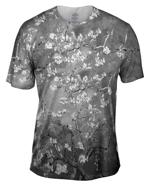 Pop Art - "Van Gogh Blossoming Black White" (1890) Mens T-Shirt