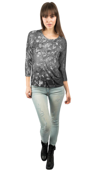Pop Art - "Van Gogh Blossoming Black White" (1890)&nbsp;Womens 3/4 Sleeve