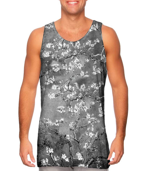 Pop Art - "Van Gogh Blossoming Black White" (1890) Mens Tank Top