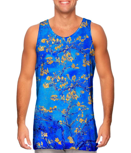 Pop Art - "Van Gogh Blossoming Blue Orange" (1890) Mens Tank Top