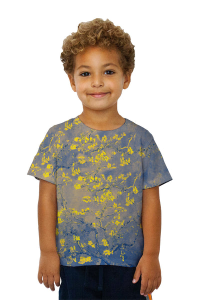 Kids Pop Art - "Van Gogh Blossoming Navy Gold" (1890) Kids T-Shirt