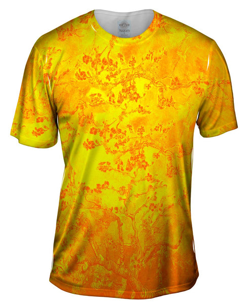 Pop Art - "Van Gogh Blossoming Yellow Orange" (1890) Mens T-Shirt