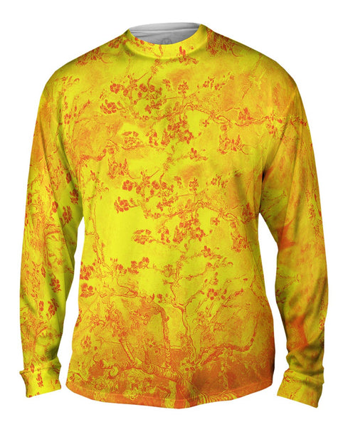 Pop Art - "Van Gogh Blossoming Yellow Orange" (1890) Mens Long Sleeve