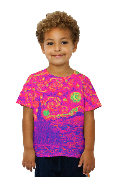 Kids Pop Art - "Van Gogh Starry Night Purple Pink" (1889) Kids T-Shirt