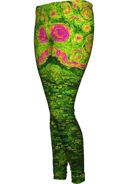 Pop Art - "Van Gogh Starry Night Yellow Black" (1889) Womens Leggings