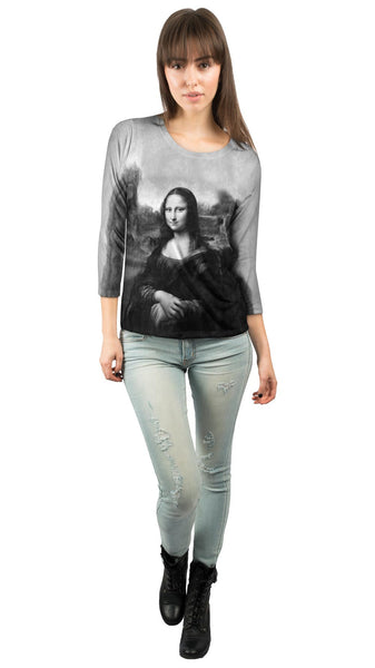 Pop Art - "Da Vinci Mona Lisa Black White" (1517) Womens 3/4 Sleeve