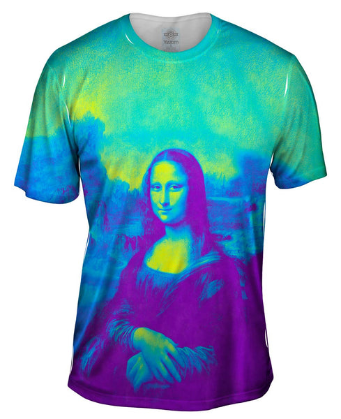Pop Art - "Da Vinci Mona Lisa Purple Yellow" (1517) Mens T-Shirt
