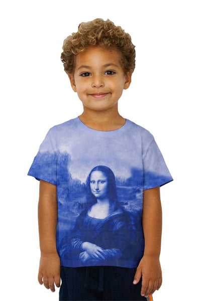 Kids Pop Art - "Da Vinci Mona Lisa Navy" (1517) Kids T-Shirt