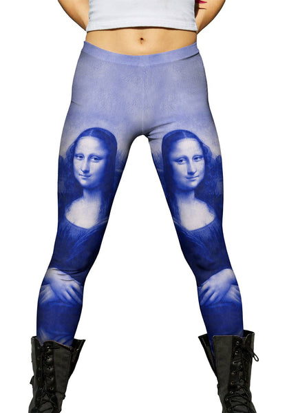 Pop Art - "Da Vinci Mona Lisa Navy" (1517) Womens Leggings