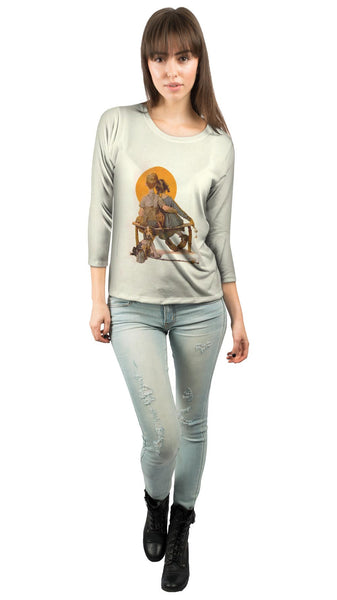 Norman Rockwell - "Boy and Girl Gazing at the Moon" (1922)&nbsp;Womens 3/4 Sleeve