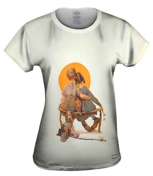 Norman Rockwell - "Boy and Girl Gazing at the Moon" (1922) Womens Top
