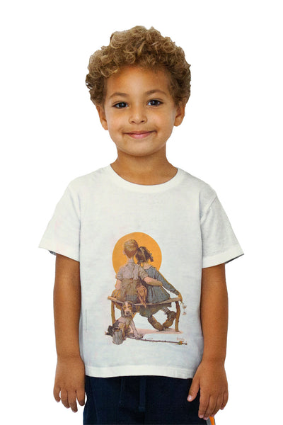 Kids Norman Rockwell - "Boy and Girl Gazing at the Moon" (1922) Kids T-Shirt