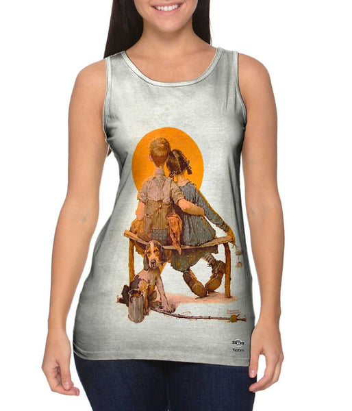 Norman Rockwell - "Boy and Girl Gazing at the Moon" (1922)&nbsp;Womens Tank Top