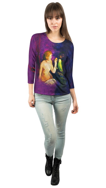 George Bellows - "Nude Girl And A Parrot" Womens 3/4 Sleeve