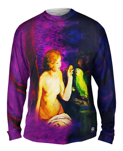 George Bellows - "Nude Girl And A Parrot" Mens Long Sleeve