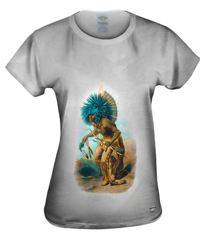 Karl Bodmer - "Moenitarri warrior in the costume of the dog danse" (1840)