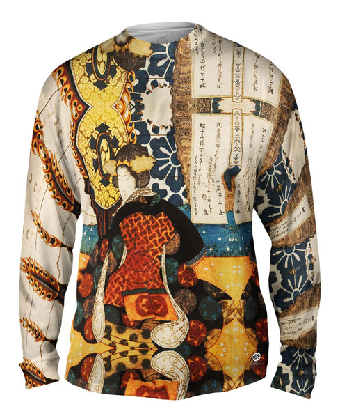Yashima Gakute - "A Woman Playing A Large Suspended Drum"&nbsp;Mens Long Sleeve