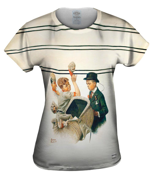 Norman Rockwell - "Boy With Baby Carriage 1916" Womens Top
