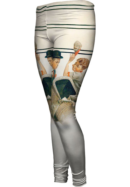 Norman Rockwell - "Boy With Baby Carriage 1916"&nbsp;Womens Leggings
