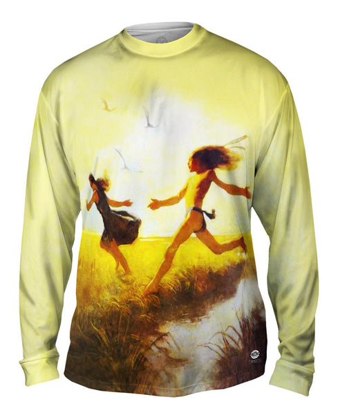 N.C. Wyeth - "The children were playing at marriage-by-capture" Mens Long Sleeve