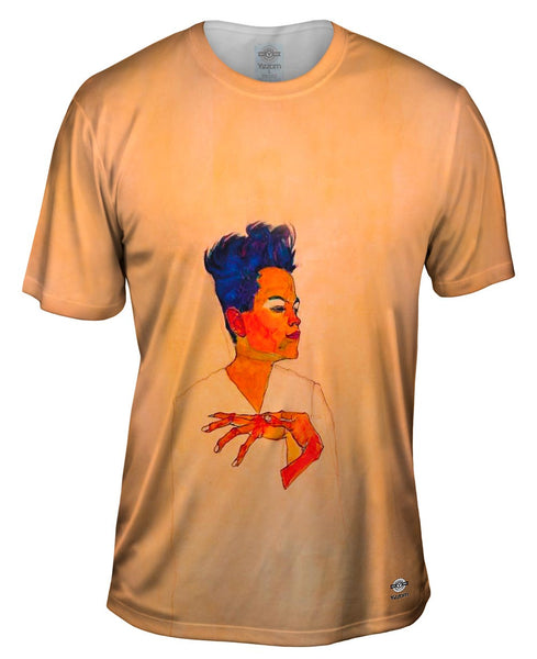 Egon Schiele - "Self Portrait with Hands on Chest" (1910)&nbsp;Mens T-Shirt