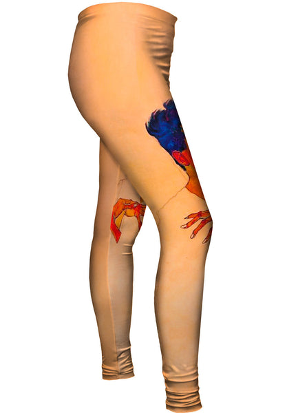 Egon Schiele - "Self Portrait with Hands on Chest" (1910) Womens Leggings