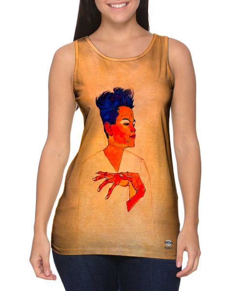 Egon Schiele - "Self Portrait with Hands on Chest" (1910)&nbsp;Womens Tank Top