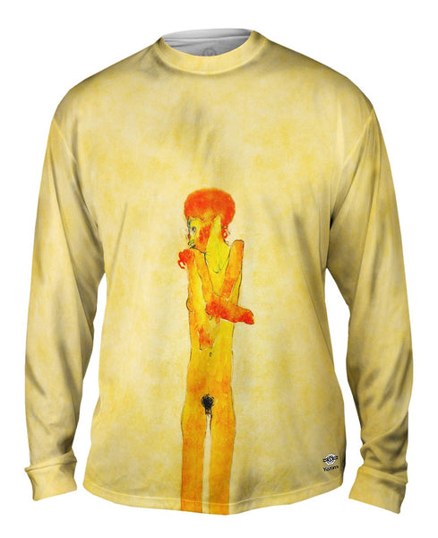 Egon Schiele - "Nude Girl with arms crossed" (1910) Mens Long Sleeve