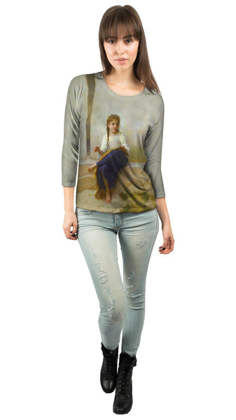 William-Adolphe Bouguereau - "Sewing" (1898) Womens 3/4 Sleeve