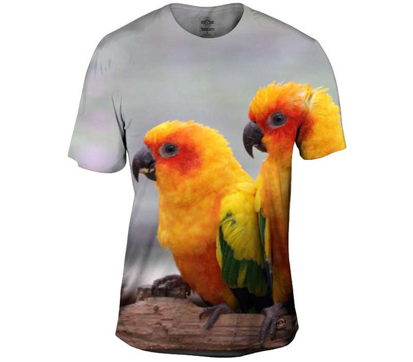 Orange Yellow Parrots Mens T-Shirt