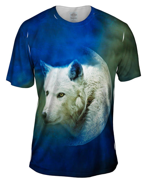 Moon White Wolf Mens T-Shirt