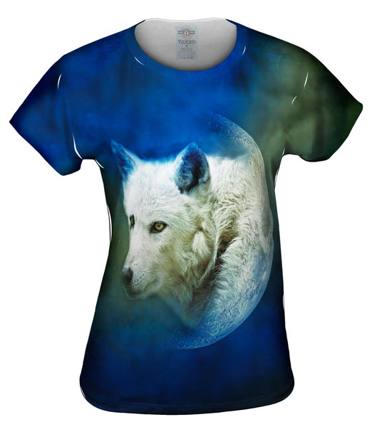 Moon White Wolf Womens Top