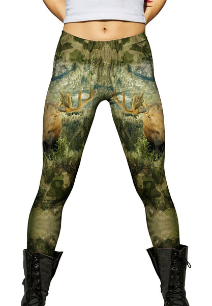 Green Camo Moose Womens Leggings