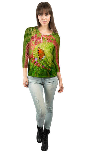 Pink Grass Butterfly&nbsp;Womens 3/4 Sleeve