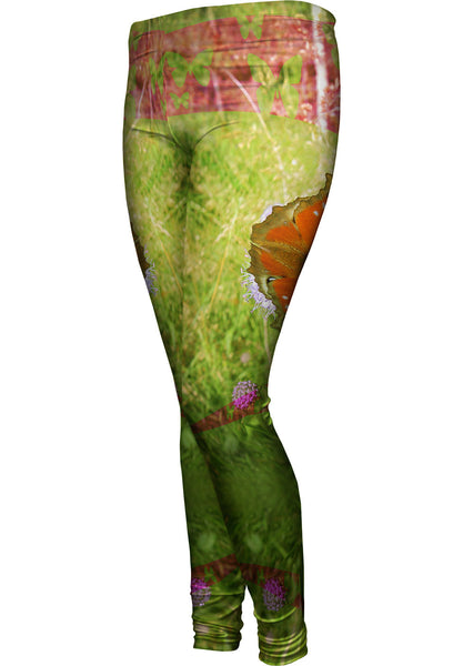 Pink Grass Butterfly&nbsp;Womens Leggings