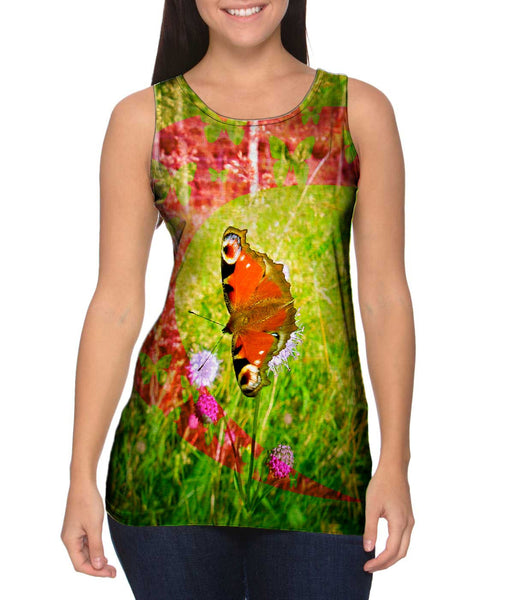 Pink Grass Butterfly&nbsp;Womens Tank Top