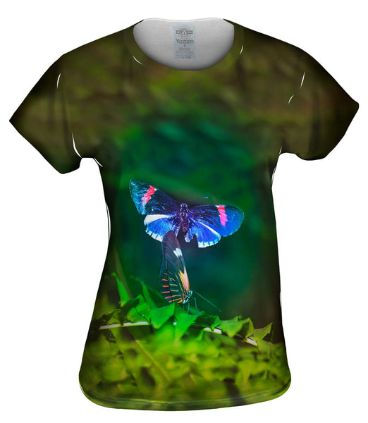 Blue And Pink Butterfly Womens Top