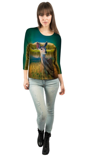 Deer Fawn Fields&nbsp;Womens 3/4 Sleeve
