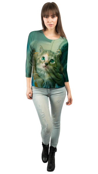 Door Way Kitten&nbsp;Womens 3/4 Sleeve