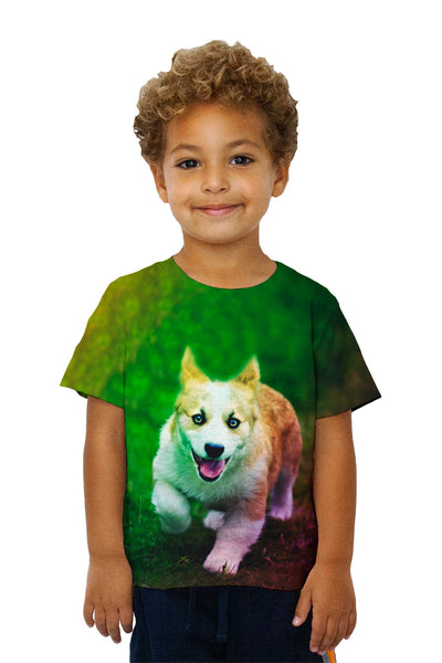 Kids Corgi Run Puppy Kids T-Shirt