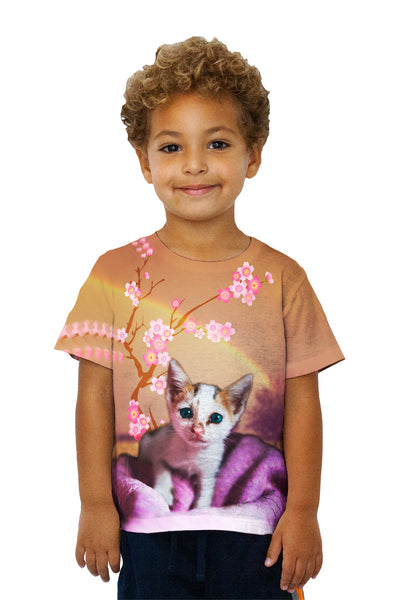 Kids Cherry Blossom Kitten&nbsp;Kids T-Shirt