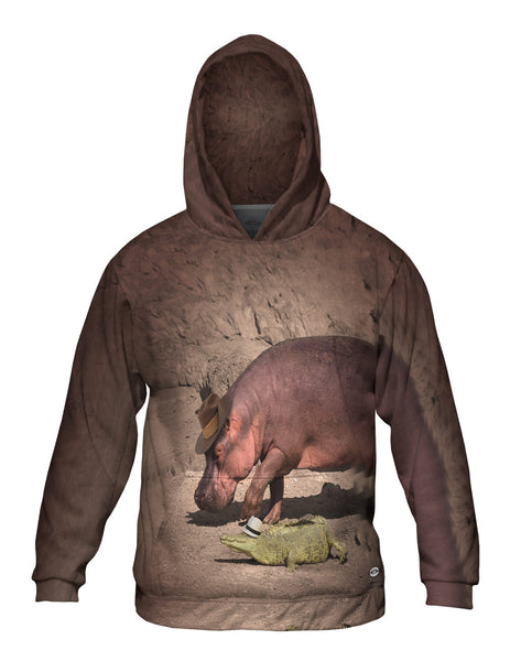 Hippo And Crocodile Walk Mens Hoodie Sweater