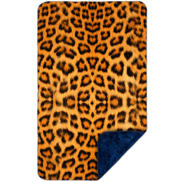 Leopard Skin MicroMink(Whip Stitched) Navy