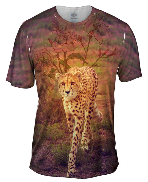 Flower Cheetah Mens T-Shirt